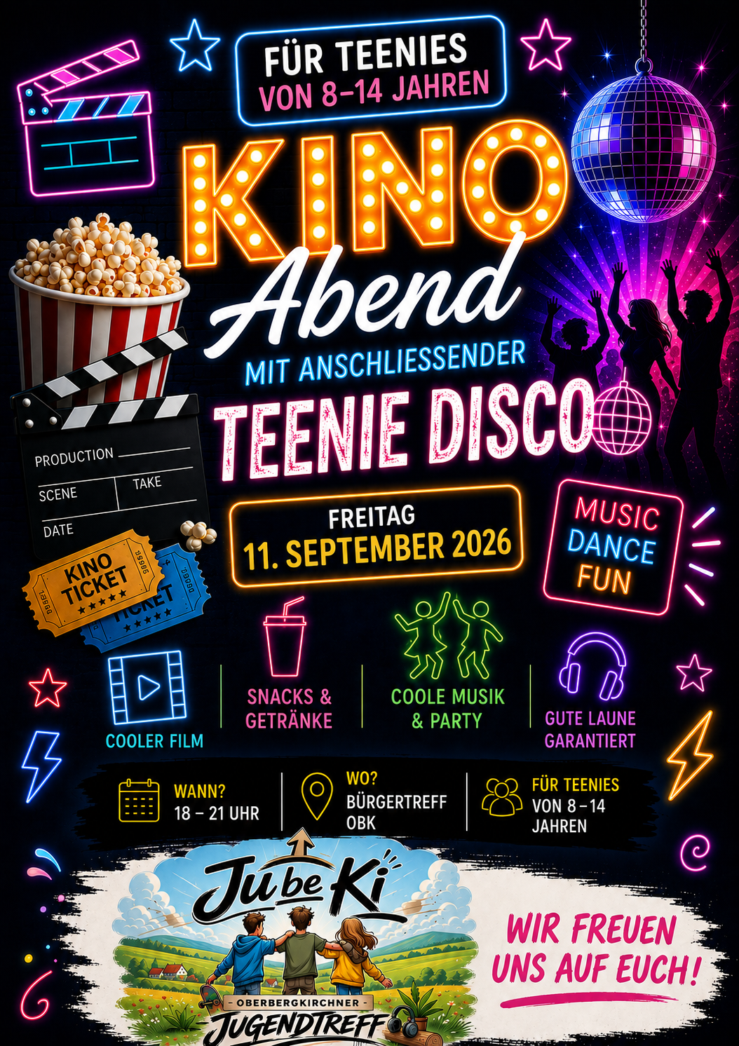 Flyer Kinoabend mit Teenie - Disco